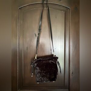 INC International Concepts Black Velvet Shoulder/Crossbody Bag